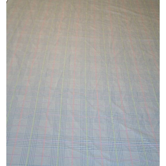VTG RLL Ralph Lauren Twin Flat Sheet Blue Pink Green Houndstooth Classic Preppy - Picture 2 of 5